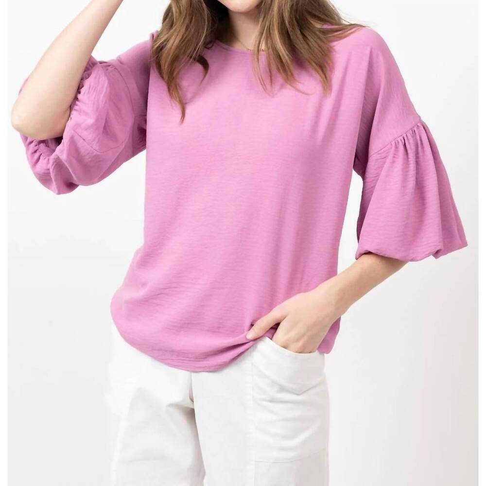 NEW IVY JANE pouf sleeve top in lavender